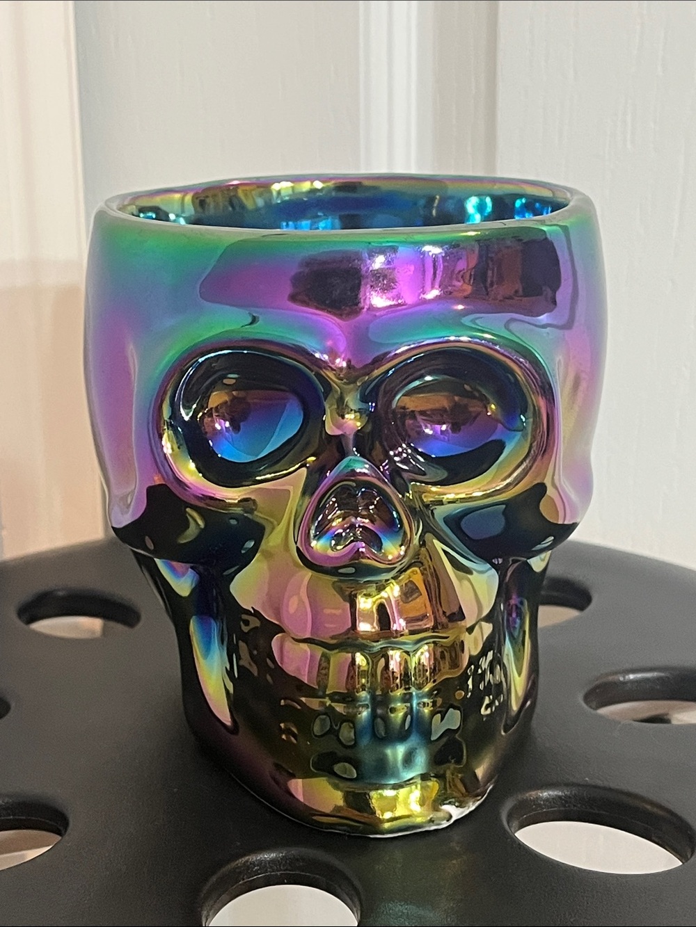 Celebrate Together™ Halloween Skull Candle Holder Sleeve Purple Iridescent NWT